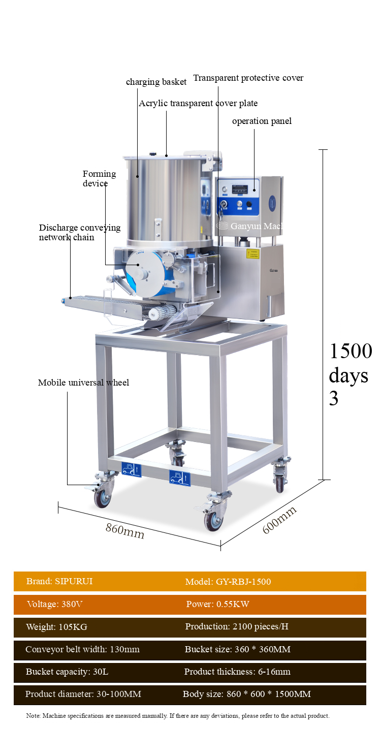 Fully automatic hamburger patty forming machine, automatic sticker fish cake, shrimp cake, potato cake making machine,
